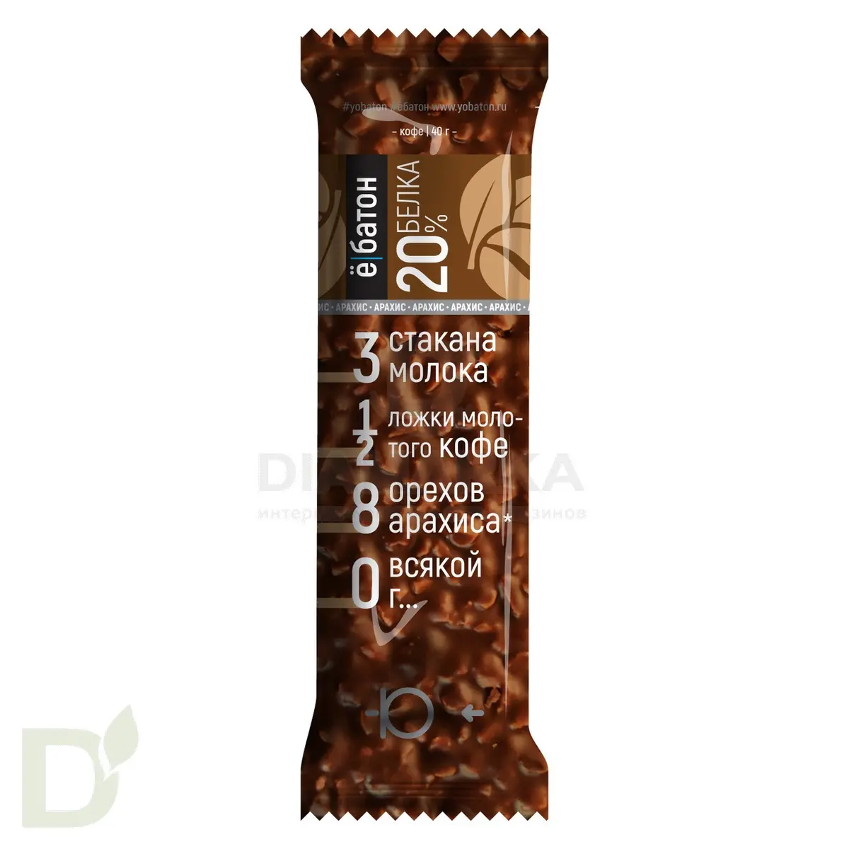 Батончик протеиновый Ё/батон "Арахис-Кофе" в шоколадной глазури 40гр в России